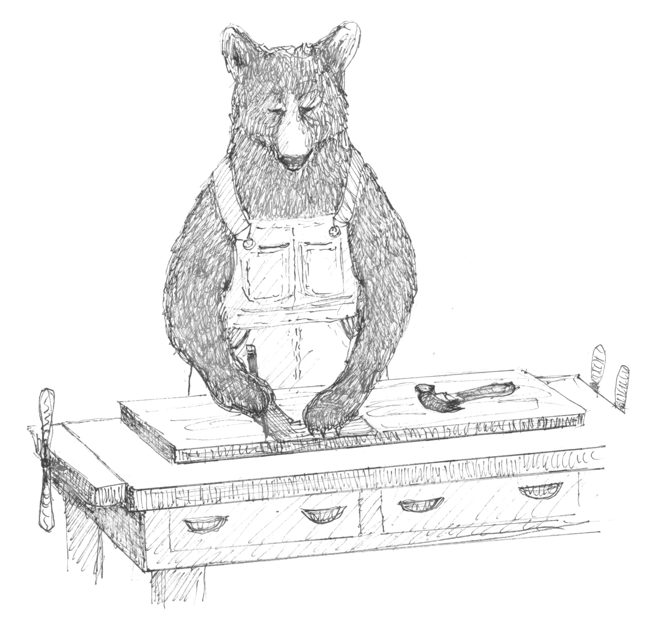 Sketch by Cindy Hendrick of Bernard the Bear