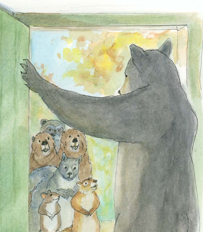 Watercolor from Bernard the Builder Bear - book